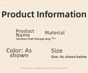 Detailed material specifications for the PU leather sanitary napkin storage bag