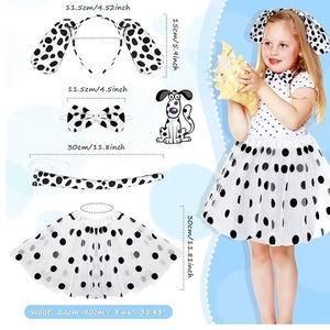 Dalmatian costume set for girls including spotted ears headband, tutu skirt, and tail