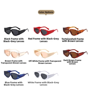 Matrix display of vintage cat eye sunglasses in eight different trendy fashion colors