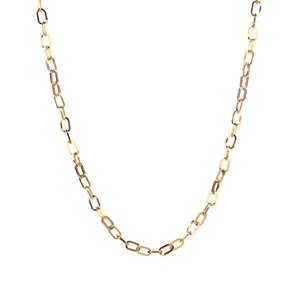 Minimalist golden paperclip chain necklace in polished stainless steel for women