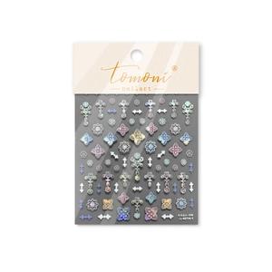 3D embossed holographic nail art stickers with vintage baroque patterns and shell luster