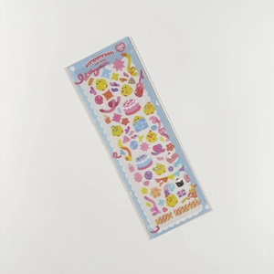 Detail of laser seal stickers with cute cartoon animal patterns and party elements