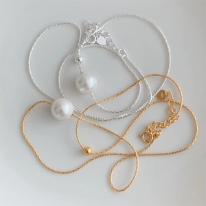 Minimalist Artificial Pearl Pendant Necklace With 925 Sterling Silver Chain Elegant Korean Style Jewelry For Women