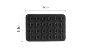 Detail view of black 24-suction cup silicone phone mount with 8cm by 5.5cm dimensions