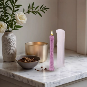 Molde de silicona para velas largas con tallado floral vintage para bricolaje