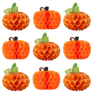 Pumpkin Honeycomb Ball Thanksgiving Halloween Party Decoration Paper 3D Folding Ornament Festive Desktop Layout Hanging Decor