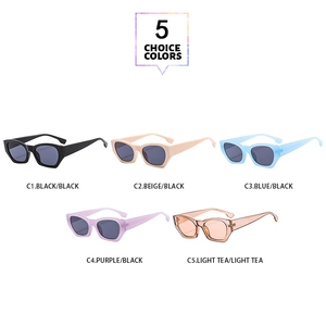 Cat-eye retro sunglasses collection showing five various frame colors and tinted lenses