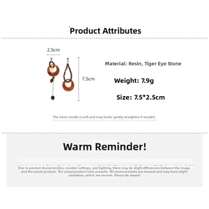 Spécifications de taille pour boucles d'oreilles asymétriques en œil de tigre