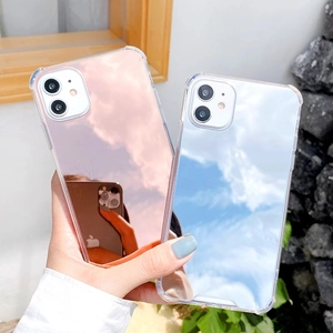 Custodia Per Telefono Specchio Cornice TPU Trasparente Retro In Acrilico Angoli Antiurto Cover Protettiva Moda