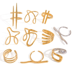 Irregular minimalist stainless steel rings set in gold and silver plating