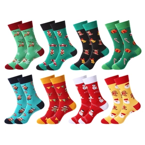 Unisex Christmas Crew Socks Cotton Blend Festive Elk Snowman Nutcracker Pattern Winter Warm Casual Mid Tube Socks For Men Women