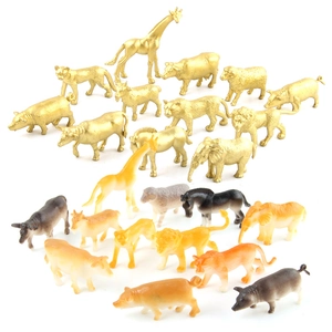 Simulated Forest Animal Model Toy Mini Golden Zoo Lion Giraffe Elephant Figurines For Kids Educational Desktop Ornament