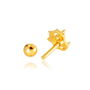 Golden heart butterfly ear stud with zircon inlay and stainless steel screw ball back