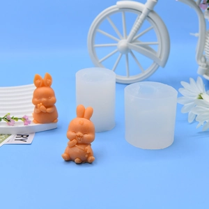 Lot de moules en silicone lapin 3D pour savon artisanal avec modèles de lapins orange