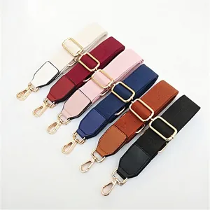 Verstellbarer Taschengurt Canvas Ersatz Schultergurt Einfarbig PU Leder Verbinder Gold Metall Schnalle