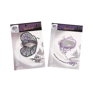 Halloween face gems set with black and purple butterfly acrylic crystal rhinestone stickers