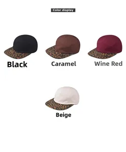 Affichage des couleurs des casquettes de baseball rétro à 5 panneaux léopard