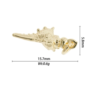 Macro view of shell pendant dimensions 15.7mm by 5.8mm with 0.6g weight