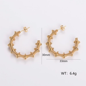 Exquisite gold 304 stainless steel hoop earrings with unique twisted wire texture design