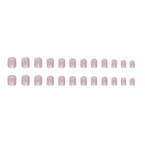 Glossy pale mauve cat-eye short press-on nails set with 24 pieces on white background