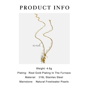 Detailed view of seahorse pendant with freshwater pearl and product dimensions info