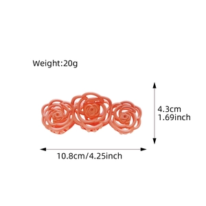 Matte orange-pink camellia claw clip large flower shark hair clip with dimensions