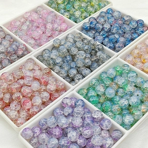 Colorful 10mm gold-flecked gradient glass crackle beads for DIY handmade jewelry crafts