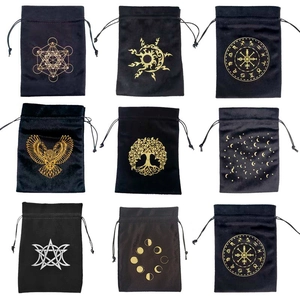 Velvet Drawstring Tarot Card Pouch Bag Mystical Occult Oracle Symbols Storage Jewelry Organizer Portable
