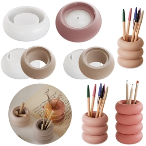 Siliconen Mal Stapelbare Beker Voor DIY Hars Opbergdoos Penhouder Gieten Creatieve Desktop Organizer Kandelaar Vat