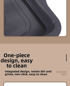 Detail of gray square silicone brownie mold showing easy-to-clean seamless inner corner