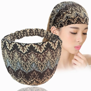Fascia larga stile etnico con motivo jacquard marrone e beige in tessuto elastico