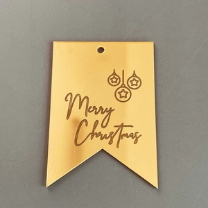 Or Acrylique Joyeux Noël Suspendu Étiquette Décoration Fête Festif Ornement Cadeau Fourniture