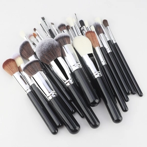30-piece professional makeup brush set with black handles and various synthetic bristles