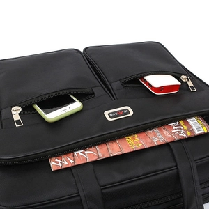 Men's 20-inch black oxford briefcase with waterproof texture and multi-pocket storage