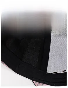 Close-up of the breathable mesh lining and wide sweatband inside the plaid baseball cap