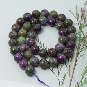 Natural purple and green Stichtite round beads strands for jewelry making