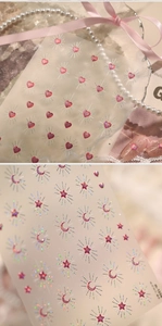 Dettagli degli adesivi per unghie a cuore rosa laser con stelle e lune olografiche