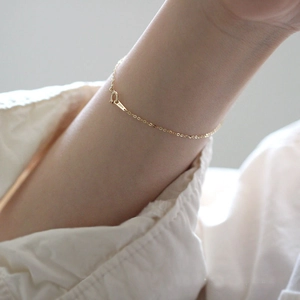 925 Sterling Silver Thin Chain Bracelet For Women 14k Gold Plated Minimalist Simple Stacking Single Chain Fine Jewelry