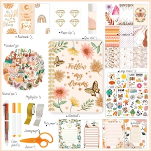 DIY Bohemian journal set with stickers, notebook, pens and stationery accessories