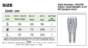 Detailed size chart for high-stretch thermal padded pants with metallic finish