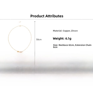 Size specifications for gold plated necklace with lucky bag pendant and zircon details