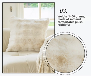 Detail view of 1400g white bubble rabbit fur pillow cover showing soft texture