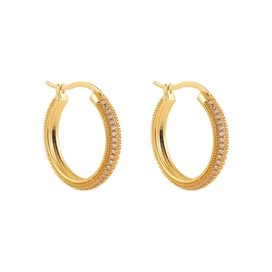 Elegant 18K gold-plated large hoop earrings with sparkling micro-pave cubic zirconia stones