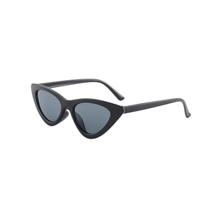 Fashionable black cat-eye sunglasses with a retro triangular frame shown at a 45-degree angle