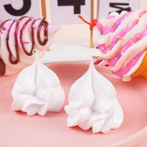 Miniature white cream swirl DIY resin charms for sundae dollhouse making decor