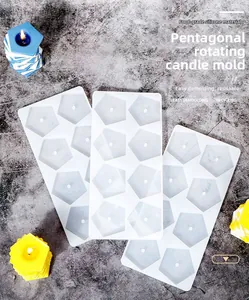 Lot de moules en silicone de qualité alimentaire pour bougies torsadées à 5 faces