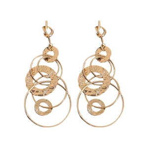 Elegant gold layered hoop earrings with textured metal knots and stylish tassel design