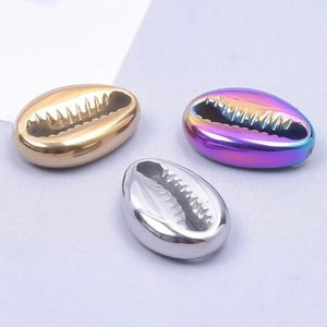 DIY stainless steel shell pendants in gold, silver and rainbow plating for jewelry