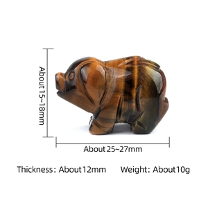 Tiger Eye stone pig figurine with golden brown luster measuring 25-27mm for home decor