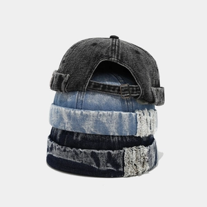 Retro washed denim skull caps in four colors featuring vintage distressed style for unisex